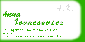 anna kovacsovics business card
